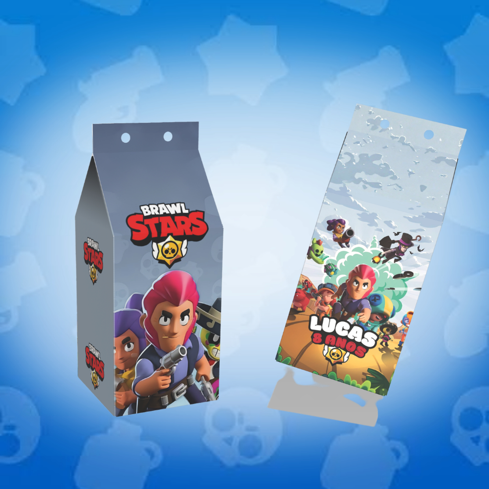 Caixinha MILK SURPERSA Lembrancinha Sacolinha Personalizada Brawl Stars