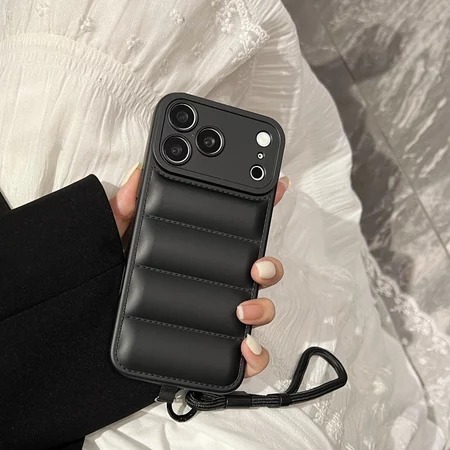 Capinha Capa Para IPhone 17 Pro 17 Pro Max Puffer Puff Cordão Alça Almofada Case Proteção Camera