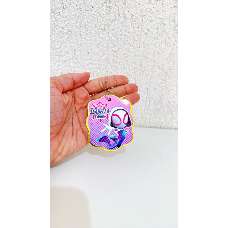 Tag Apliques Personalizados 3D para Lembrancinha | Gwen Stacy | Etiqueta Festa Infantil | Qualquer Tema | Mulher aranha