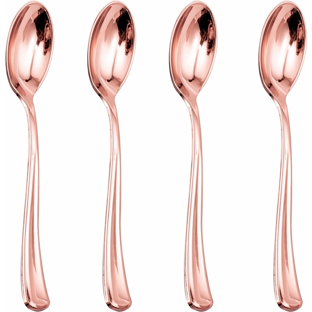 25/50/75 colheres festas descartáveis de plástico ouro rosa metálico, colheres refeição resistente