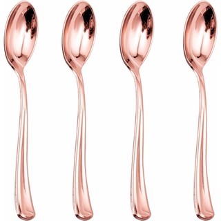 25/50/75 colheres festas descartáveis de plástico ouro rosa metálico, colheres refeição resistente