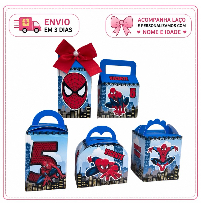 Kit Festa Homem Aranha Personalizado com Nome e Idade | Lembrancinha Infantil | Pegue e Monte | Montagem Rápida