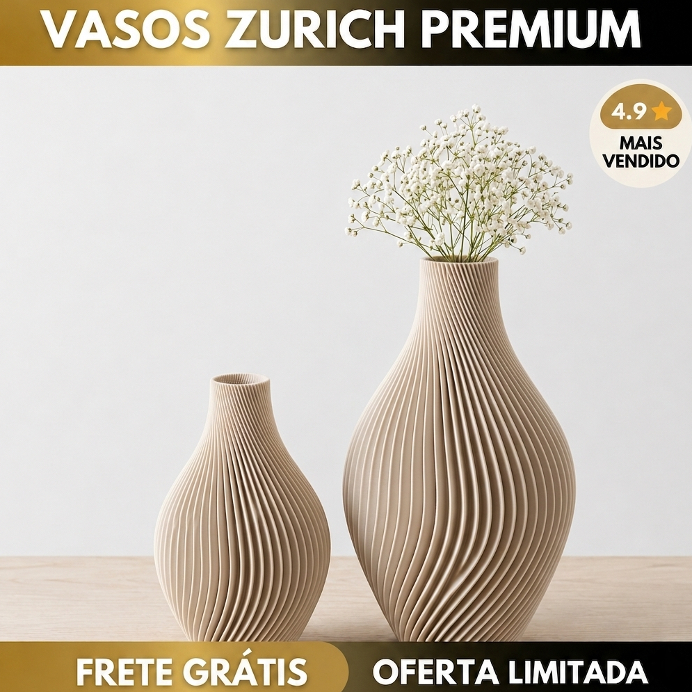 Promoção Vasos Decorativos Zurich Moderno Ondulado Minimalista Decoração Sala Escritório Recepção Impressão 3D Presente