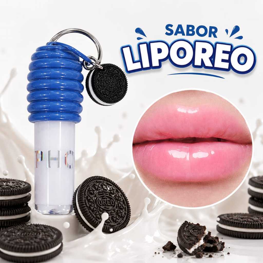Lip Gloss Chaveiro Liporeo Oreo Hidratante Labial Brilho Intenso Sabor Chocolate Importado