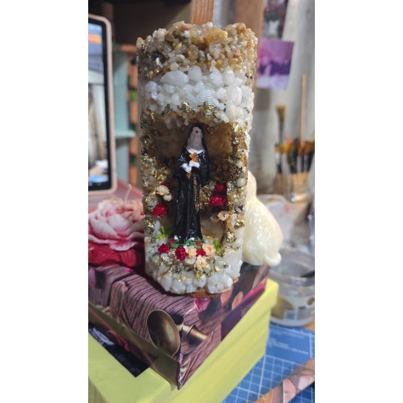 vela aromatizada nossa senhora Aparecida em pedra gruta PuraChamaAtelier.