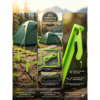 Kit com 4 Estacas para Barraca – Fixação Segura para Camping e Aventuras Outdoor, Estaca, fixador de cordas de barraca
