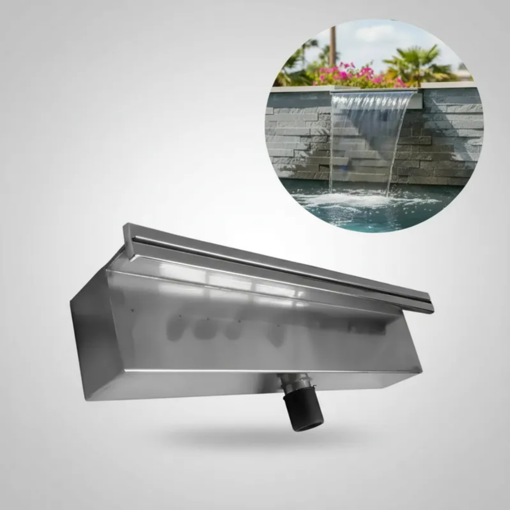 Cascata para Piscina em Aço Inox de 100cm de Embutir Moderna Lazer Residencial Profissional Fácil Instalação
