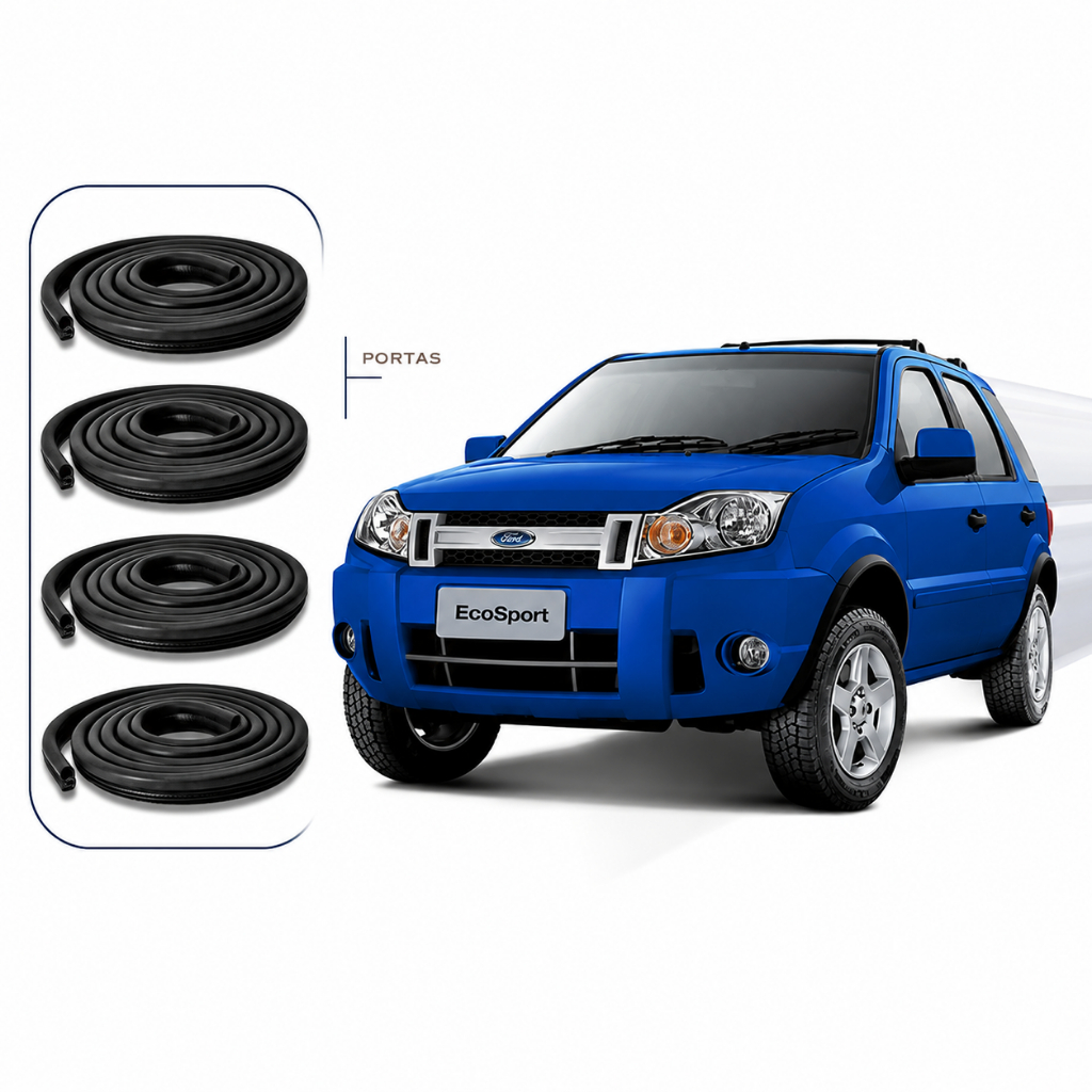 Kit 4 Borrachas EcoSport 2003 até 2012 Premium Completo