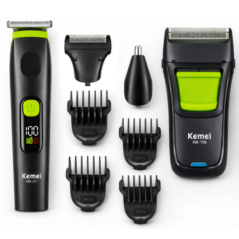 Kemei KM-251 ou Shaver KM-T69 Maquininha Green Profissional Depilação e Acabamento e Finalização