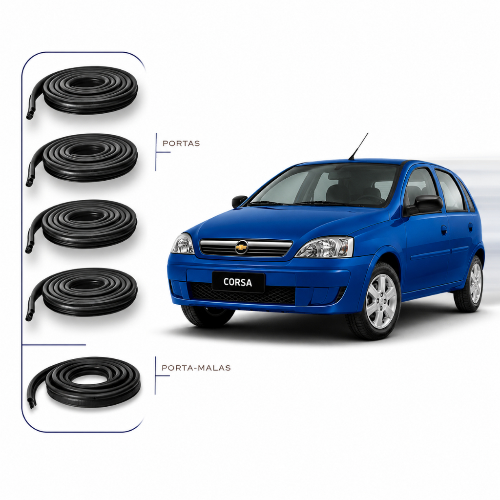 Kit Vedação 4 Portas e 1 Porta Malas Celta Corsa Prisma Premium