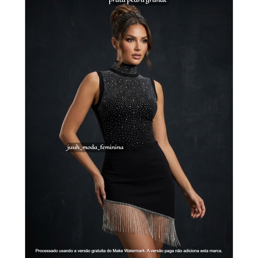Body de Brilho Regata Suplex Com pedraria Strass