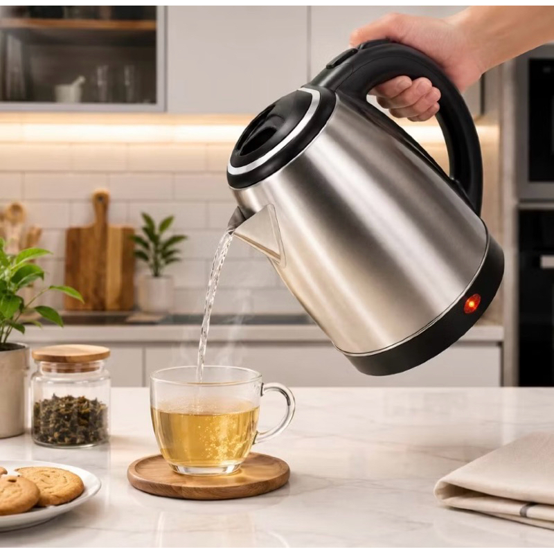 Chaleira Elétrica 1,8L Inox 1500W Aquecimento Rápido Desligamento Automático Base 360° 220V