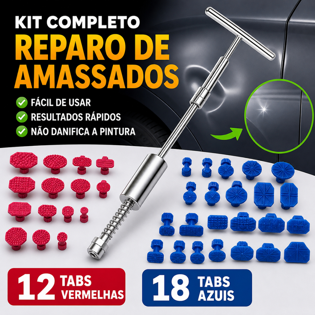 Kit de Reparo para Amassados de Carro Profissional | Ferramenta Manual em Alumínio com Cabo T e 30 Espaçadores