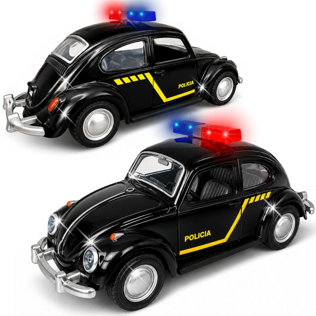 Miniatura Fusca Polícia Metal Diversos Modelos Roda Fricção