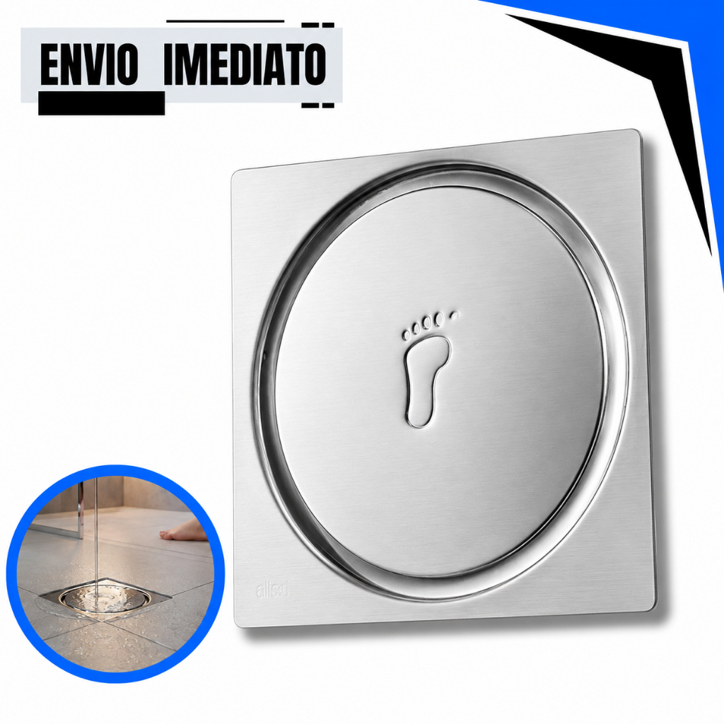 Ralo Click Inteligente 10x10 Cm 15x15 cm Quadrado Redondo Inox - Veda Cheiro Banheiro Casa Cozinha