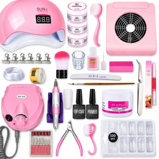 Kit Unhas Gel Alongamento Completo Lixadeira Elétrica Motor Porquinho Cabine Sun5
