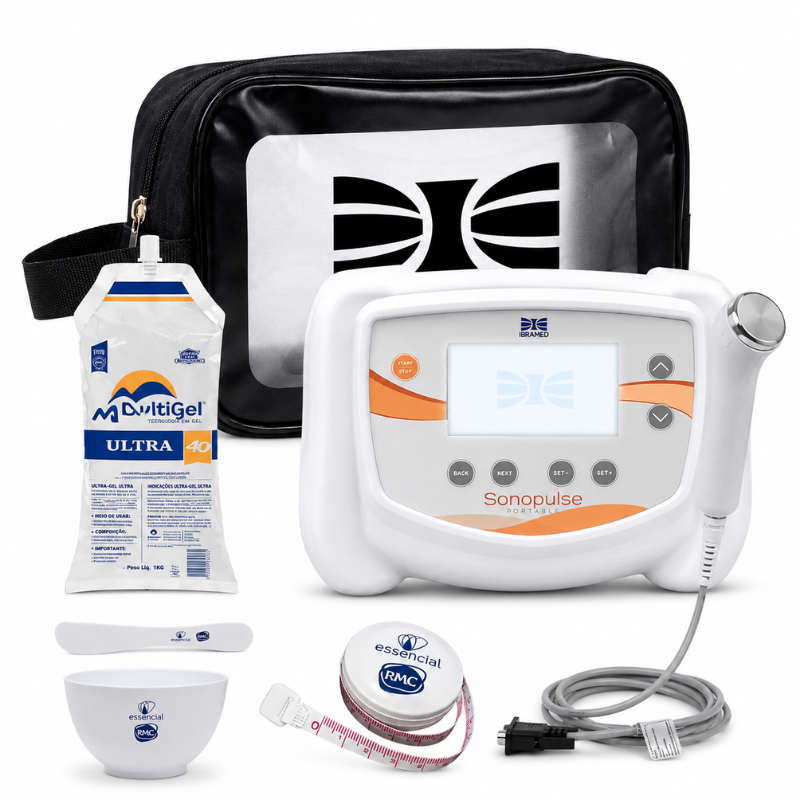 Sonopulse Ibramed Ultrassom de 1MHz Portátil Com Gel Bolsa Transparente E Acessórios
