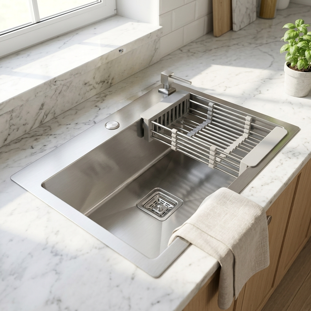 Cuba Gourmet Cozinha Aço Inox 304 60x40cm Escovada Quadrada Escorredor Luxo Completa Antirruído