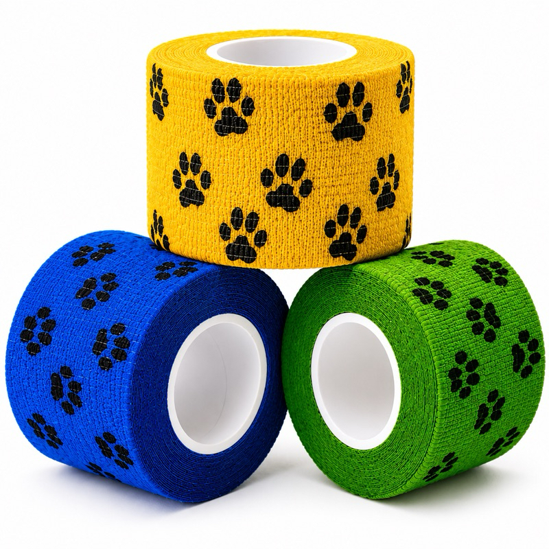kit 3 Bandagem Elástica autoadesiva Atadura Grip Tattoo Curativo Pet Fita Podologia