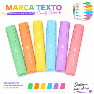 Kit 3/6 Marca Texto Caneta Marca Texto Colorido Tom Pastel Escolar Estudo Faculdade Resumo Concurso