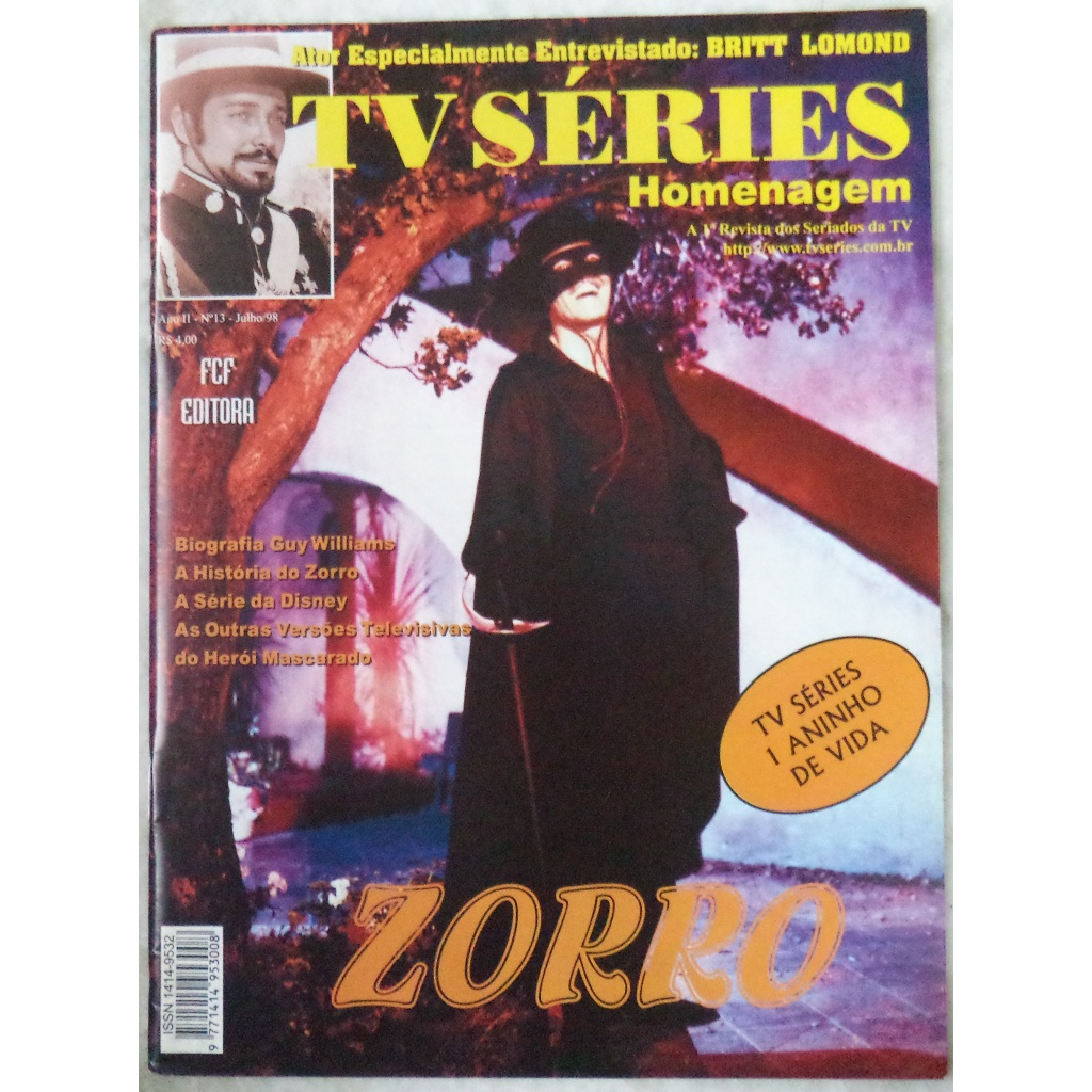 Revista TV SÉRIES N° 13 Capa Zorro Ano de 1998
