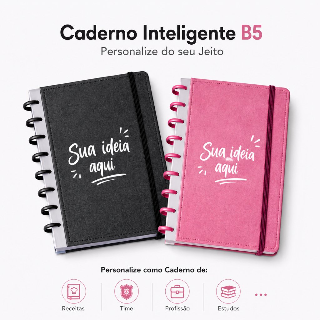 Caderno Inteligente B5 | Estudos Receita Profissão Logo | Presente Exclusivo e Personalizado |