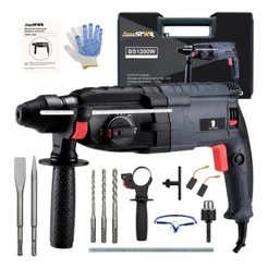 Martelete Furadeira de Impacto Rotativo 5kg Rompedor Demolidor Perfurador 1200w Com Acessorios