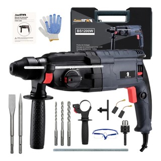 Martelete Furadeira de Impacto Rotativo 5kg Rompedor Demolidor Perfurador 1200w Com Acessorios