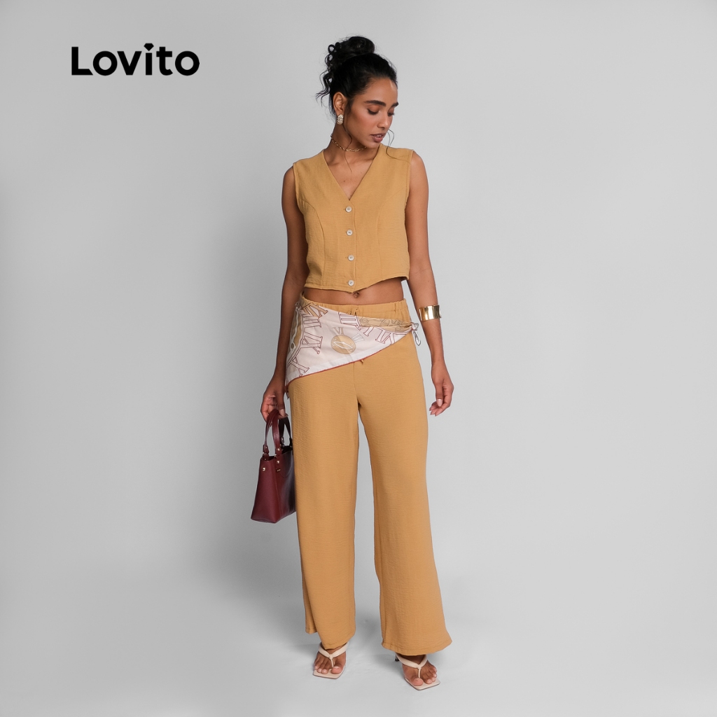 Imagem Lovito Conjunto Feminino Colete e Calça Duna PSB471BRL501
