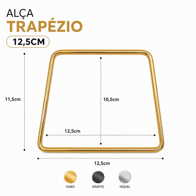Alça para bolsa de metal trapezio 12CM - 1PAR
