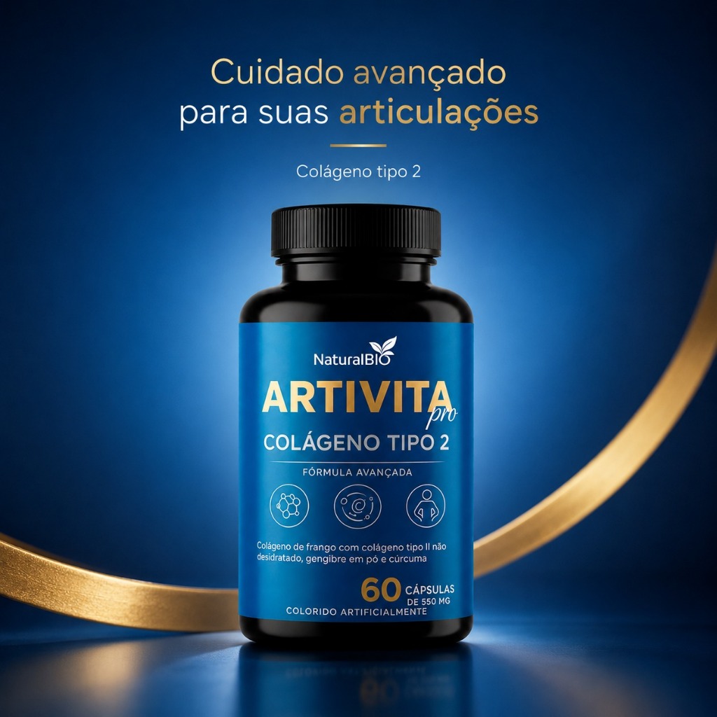 ARTIVITA Pro - 550mg - 60 Cápsulas - Colágeno Tipo 2, Cúrcuma e Gengibre, Antioxidante e Bem-Estar