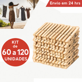 Kit 60/120 Prendedor Pregador de roupas de madeira Pegador