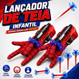 Kit 2 Luvas Homem Aranha Lançador de Teia lança dardos Brinquedo Infantil