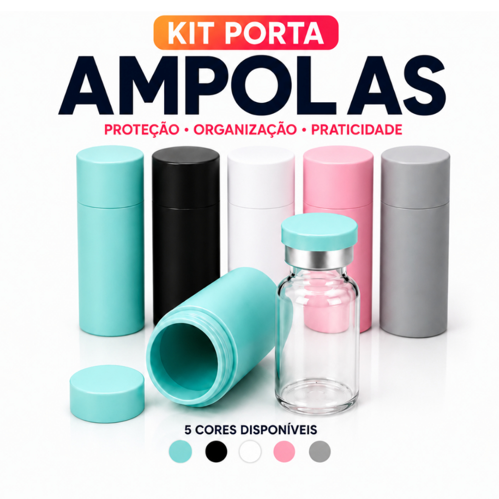 Kit 5 Estojo Porta Ampola Tirze Anti-Impacto Armazenagem Com Trava Para Bolsa Geladeira