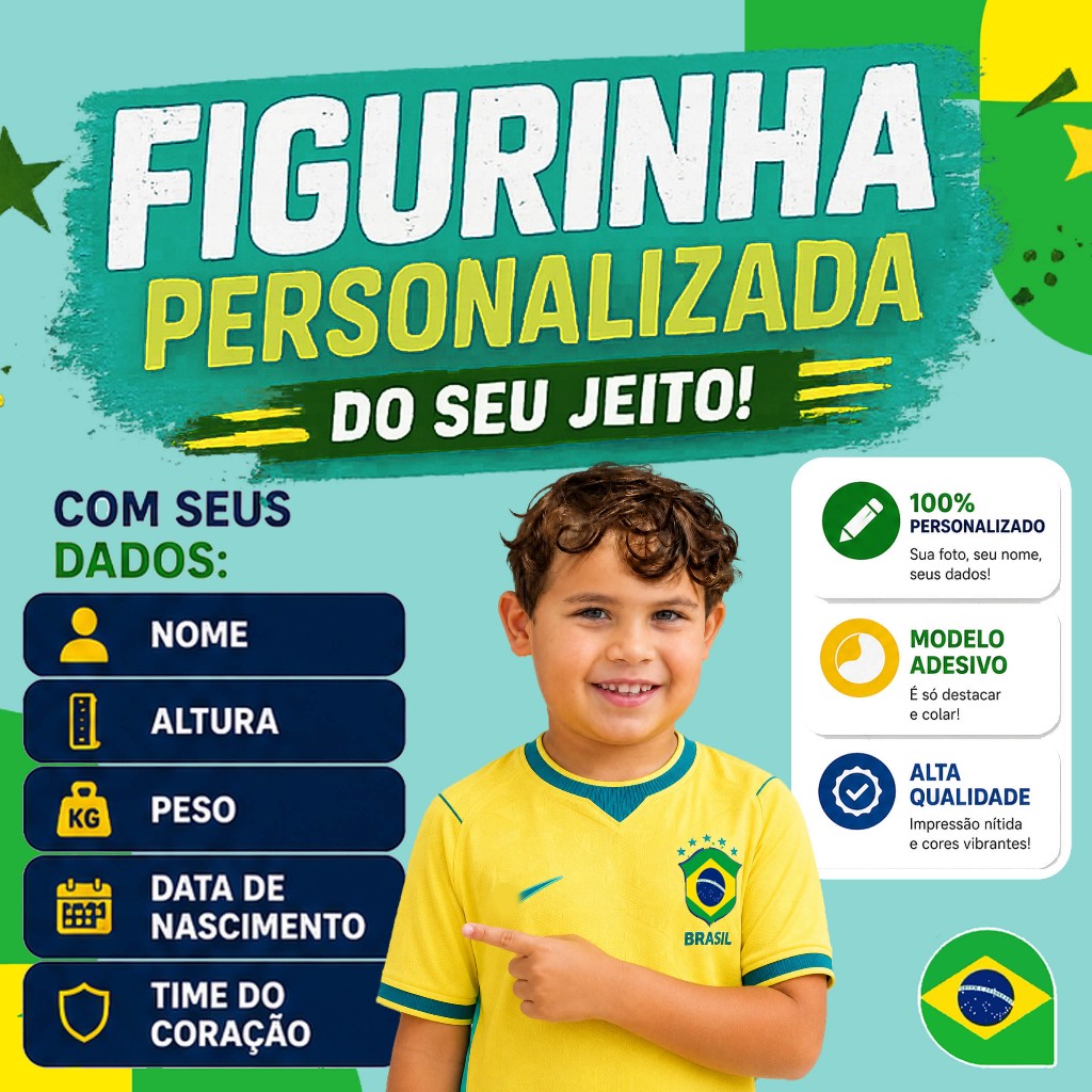 Figurinha Personalizada com Foto tema das figurinhas de 2026
