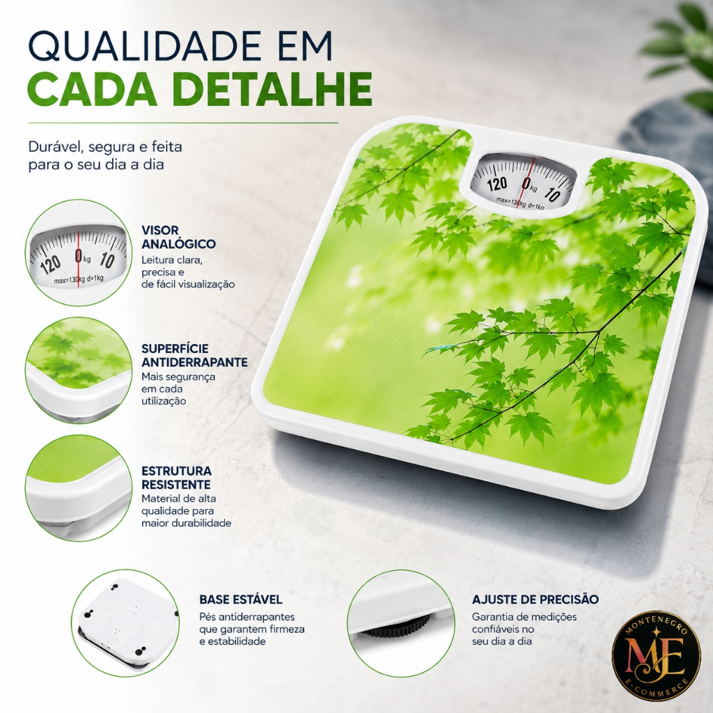 Balança De Banheiro Academia 130kg Analógica Automática Corporal Mecânica Ferro Antiderrapante