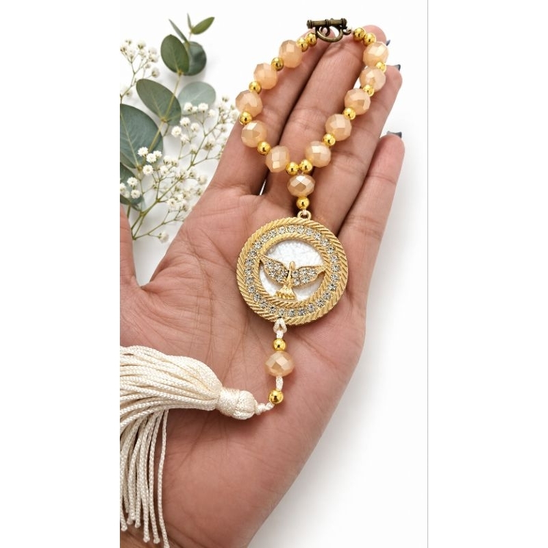 Terço Dezena Adorno Divino Espírito Santo Cristal Lembrança Batizado Crisma Casamento Artesanal Religioso Fé Proteção