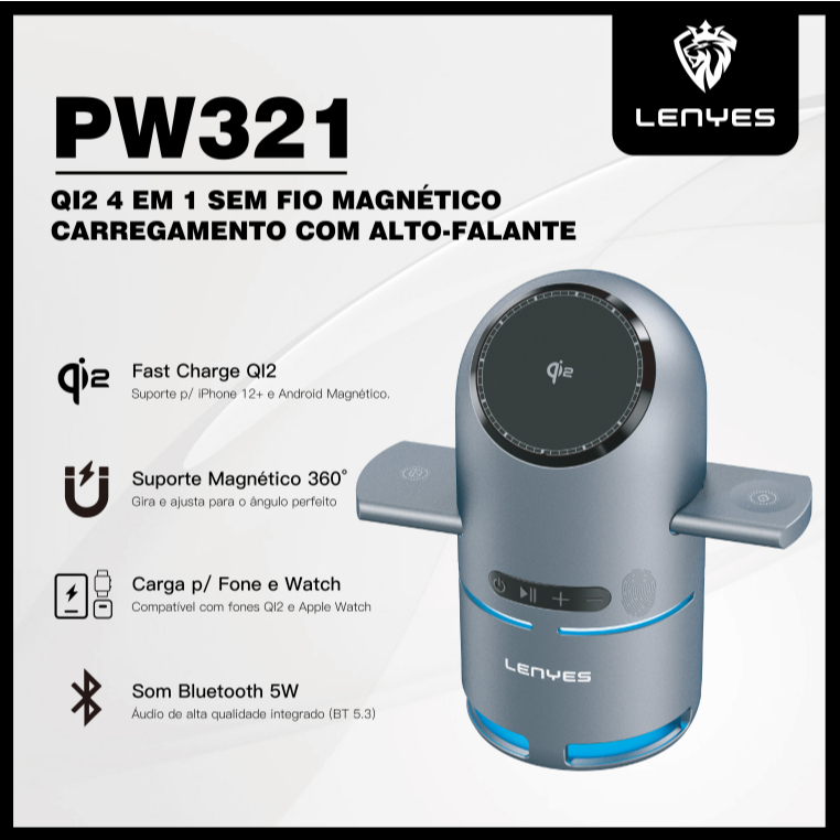 Carregador por Indução iPhone Dock 15W 4 Em1 Compatível AirPods e Apple Watch S