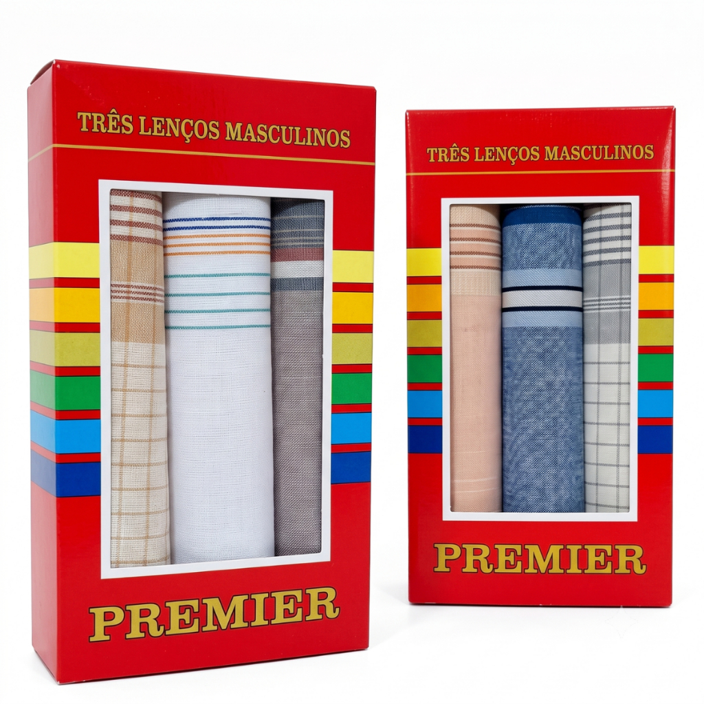Kit 6 Lenços Tecido 100% Algodão Premier 32x32 Presente Pais