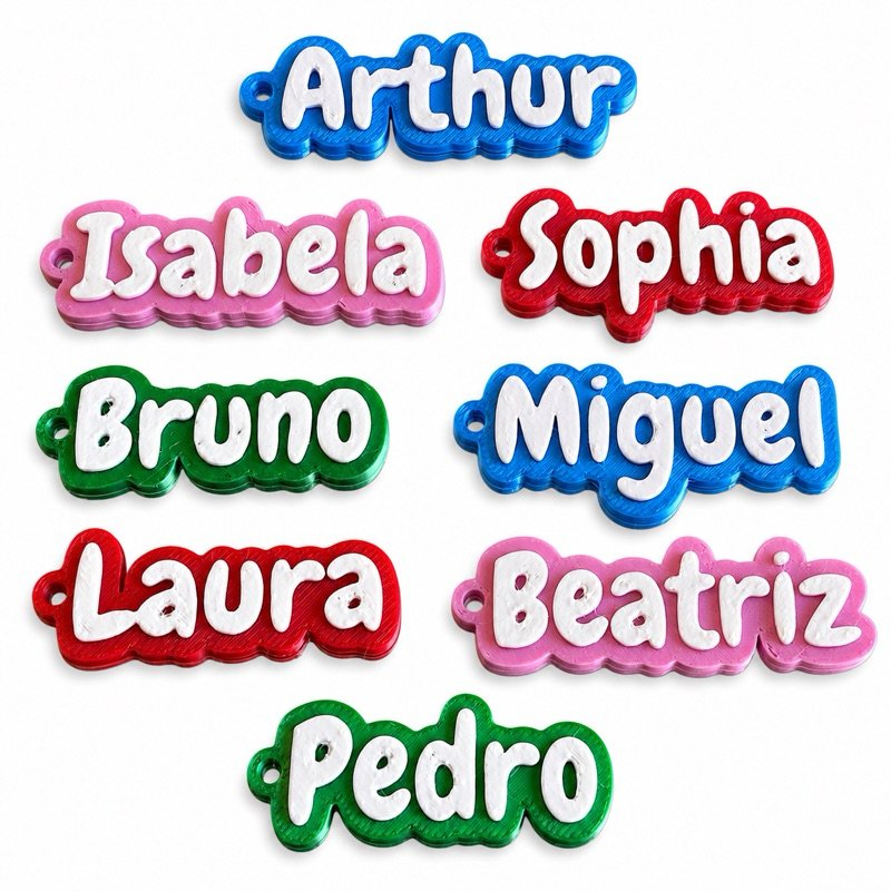 Kit Chaveiros Envio imediato - Personalizados-Nome em 3D–Acabamento Luxo Lembrancinha-Aniversário-Chave-Mochila-Escola