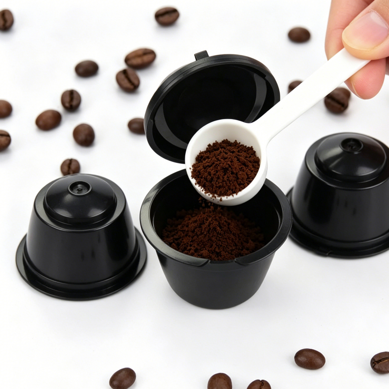 3/5 Preto/Castanho cápsulas de café reutilizáveis Dolce Gusto, recarregáveis, refrescantes e revigorantes, em promoção