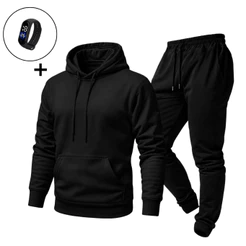 Conjunto Moletom Calça Estiloso Confortável Streetwear com Relógio Digital