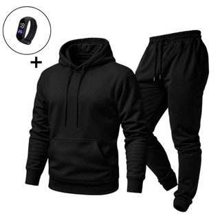 Conjunto Moletom Calça Estiloso Confortável Streetwear com Relógio Digital
