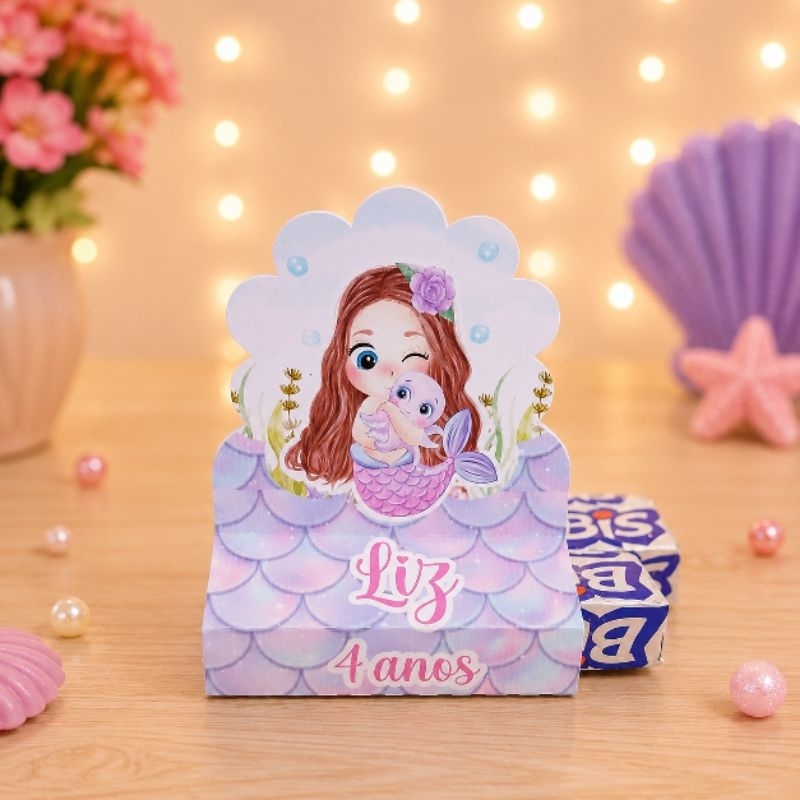 Porta Bis Duplo Sereia Cute Personalizado - Lembrancinha - Aniversário - Festa - Decoração - DESMONTADO