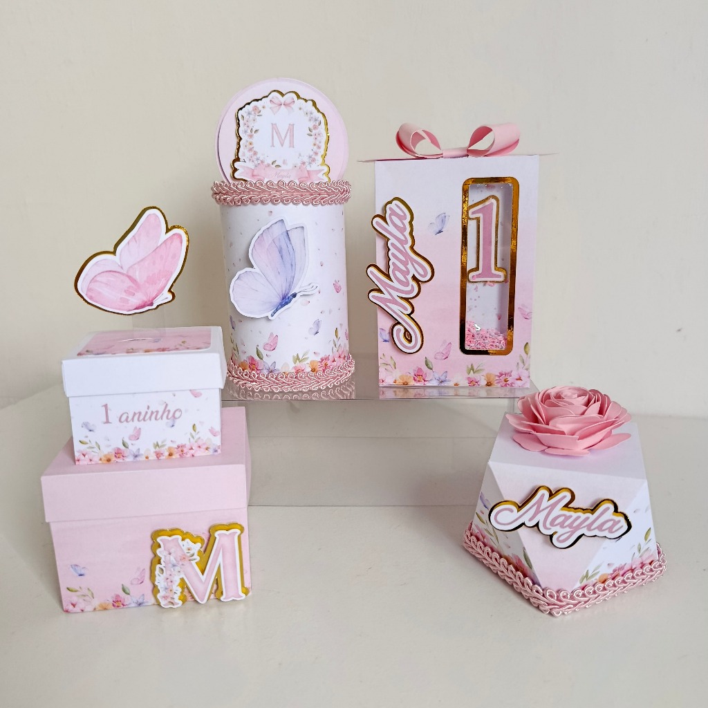 Kit Personalizado Jardim das Borboletas | Lembrancinhas Jardim das Borboletas | Caixinhas para festa Jardim