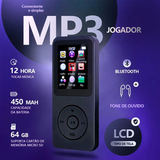Reprodutor De MP3 Bluetooth 5.0 Estéreo Tela De 1,8 Polegadas Leitor De e-Books Com Alto-Falante Esportivo.