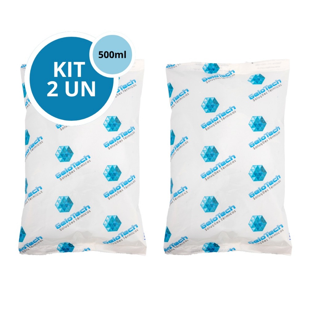 Kit 2 Bolsa Gelo Gel Artificial Reutilizável Flexível Gelotech 500g Transporte Alimentos Bebidas