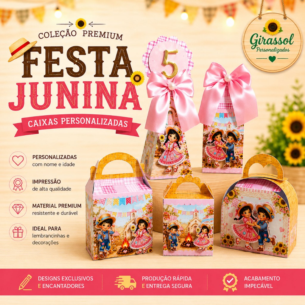 Kit Festa Junina | Caixas Personalizadas | Lembrancinhas Festa Infantil | Aniversário | Lembrancinhas Festa Junina