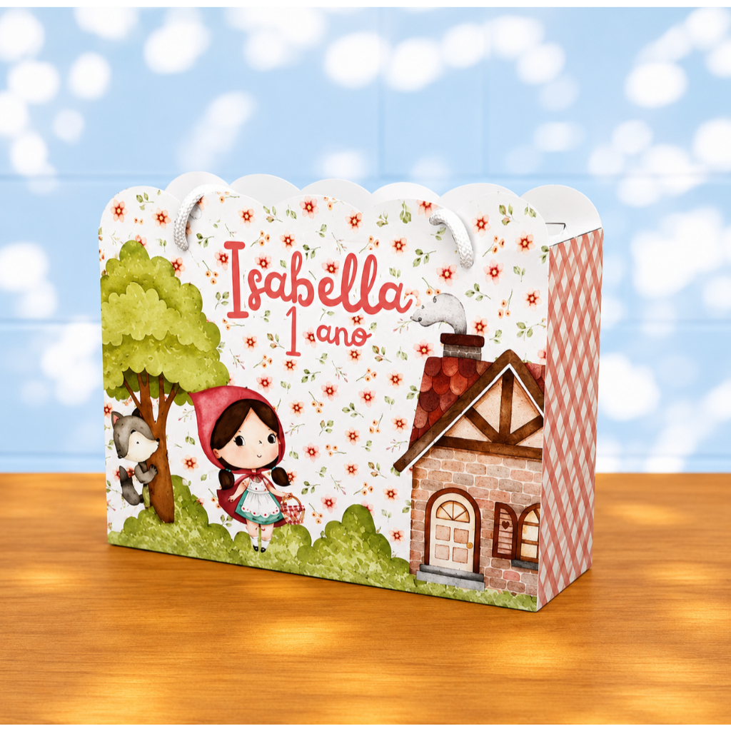 KIT 10 A 40 SACOLINHAS PERSONALIZADAS ANIVERSARIO CHAPEUZINHO FESTA INFANTIL LEMBRANCINHA | PEGUE E MONTE