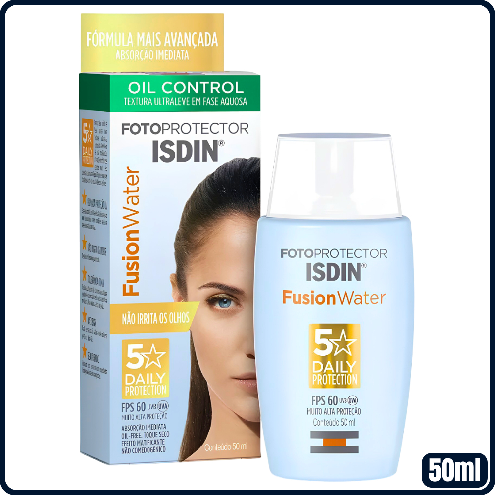 Protetor Solar Facial Sem Cor ISDIN Fusion Water FPS60 50ml